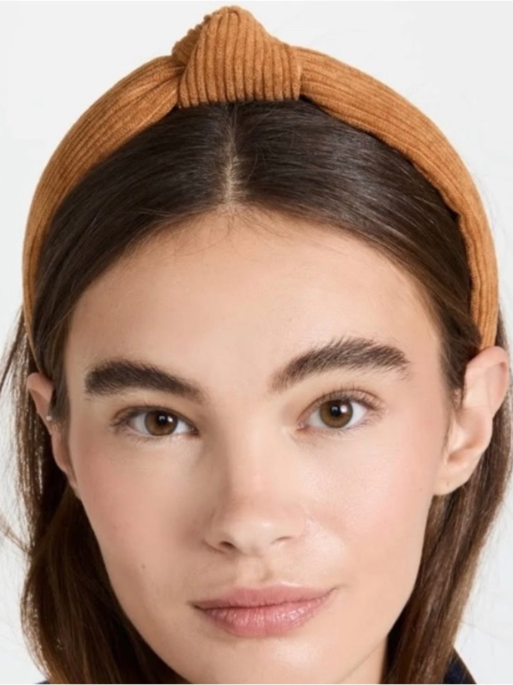 Lele Sadoughi Camel Corduroy Slim Knotted Headband